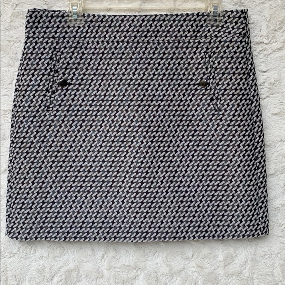 NWT LOFT Gray Modern Houndstooth Print Skirt Sz10